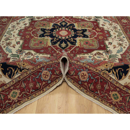 Traditional Wool Hand Knotted Rug Ivory 8.0X10.3  -O091116