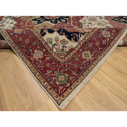Traditional Wool Hand Knotted Rug Ivory 8.0X10.3  -O091116