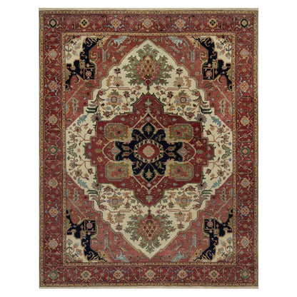 Traditional Wool Hand Knotted Rug Ivory 9.2X12.0  -O091117