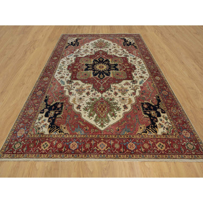 Traditional Wool Hand Knotted Rug Ivory 9.2X12.0  -O091117