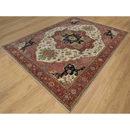 Traditional Wool Hand Knotted Rug Ivory 9.2X12.0  -O091117