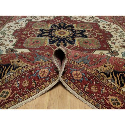 Traditional Wool Hand Knotted Rug Ivory 9.2X12.0  -O091117