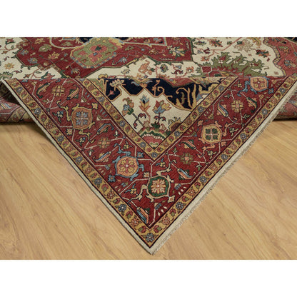 Traditional Wool Hand Knotted Rug Ivory 9.2X12.0  -O091117