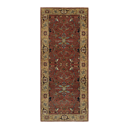 Traditional Wool Hand Knotted Rug Red 2.7X6.1  -O091118