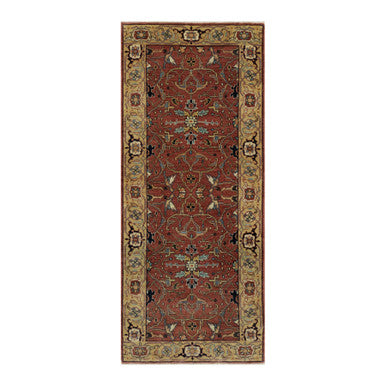 Traditional Wool Hand Knotted Rug Red 2.7X6.1  -O091118