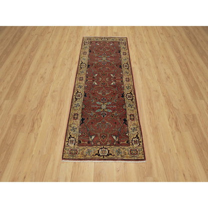 Traditional Wool Hand Knotted Rug Red 2.7X6.1  -O091118