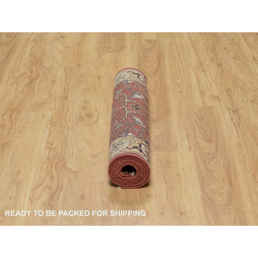 Traditional Wool Hand Knotted Rug Red 2.7X6.1  -O091118