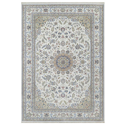 Traditional Wool & Silk Hand Knotted Rug Ivory 11.9X18.1  -O091127