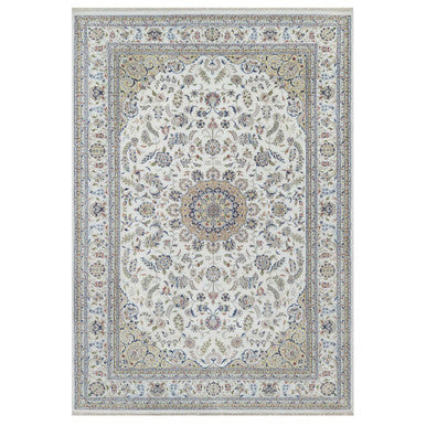 Traditional Wool & Silk Hand Knotted Rug Ivory 11.9X18.1  -O091127