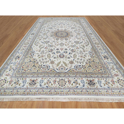 Traditional Wool & Silk Hand Knotted Rug Ivory 11.9X18.1  -O091127
