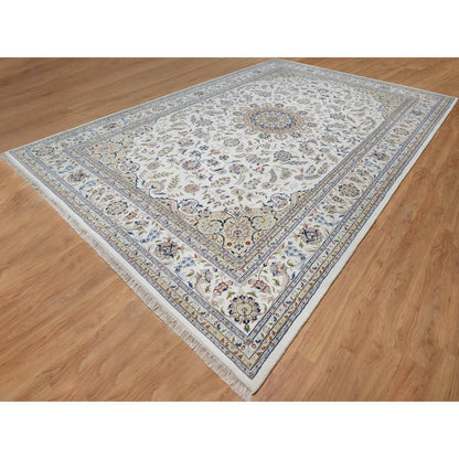 Traditional Wool & Silk Hand Knotted Rug Ivory 11.9X18.1  -O091127