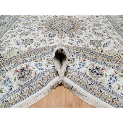 Traditional Wool & Silk Hand Knotted Rug Ivory 11.9X18.1  -O091127