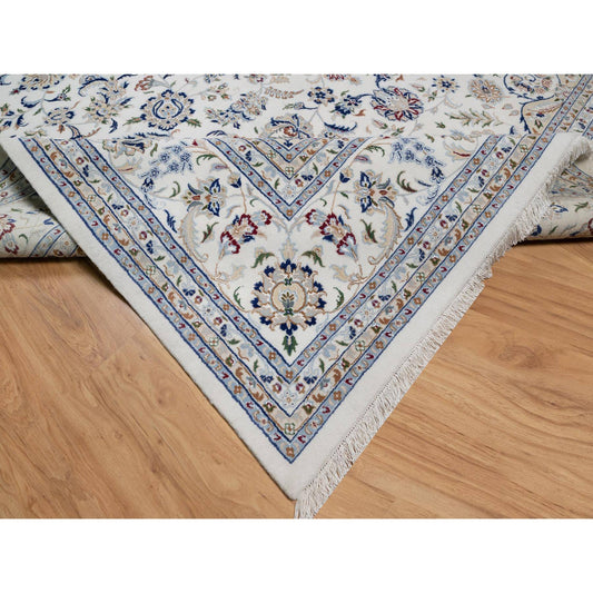 Traditional Wool & Silk Hand Knotted Rug Ivory 11.7X15.3  -O091131