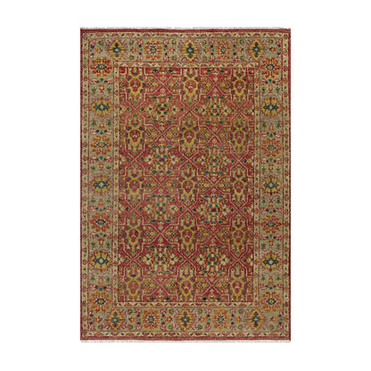 Oushak And Peshawar Wool Hand Knotted Rug Red 6.0x8.10 -O091132