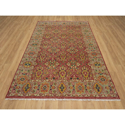 Oushak And Peshawar Wool Hand Knotted Rug Red 6.0x8.10 -O091132