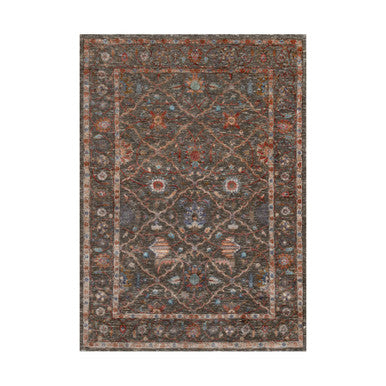 Transitional Wool & Silk Hand Knotted Rug Brown 5.0x7.0 -O091133