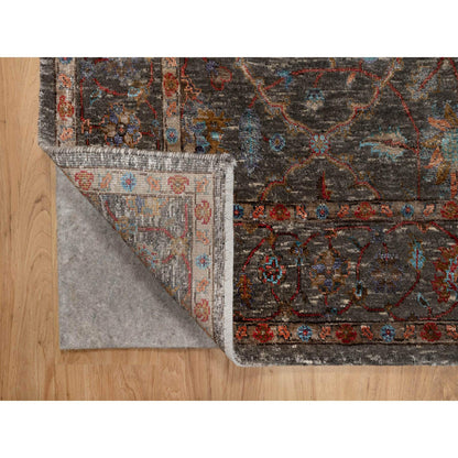 Transitional Wool & Silk Hand Knotted Rug Brown 5.0x7.0 -O091133