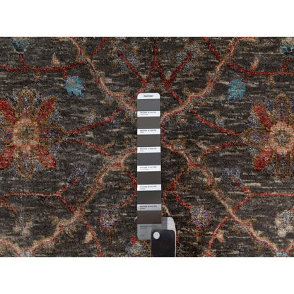 Transitional Wool & Silk Hand Knotted Rug Brown 5.0x7.0 -O091133