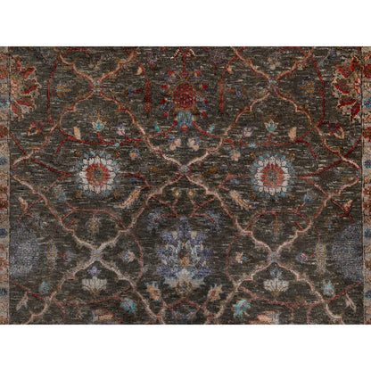 Transitional Wool & Silk Hand Knotted Rug Brown 5.0x7.0 -O091133