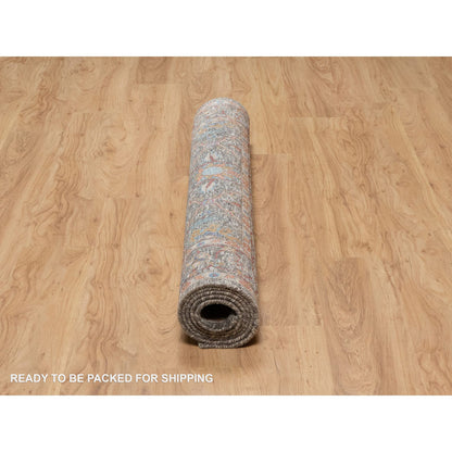 Transitional Wool & Silk Hand Knotted Rug Brown 5.0x7.0 -O091133