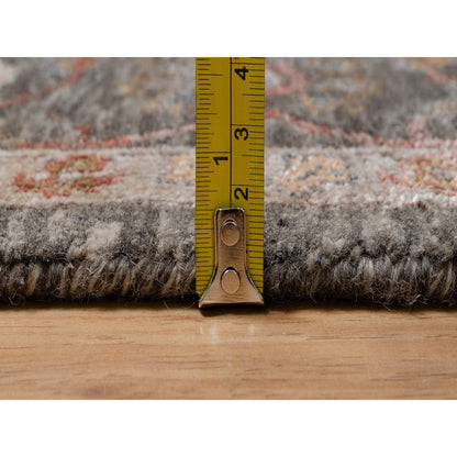 Transitional Wool & Silk Hand Knotted Rug Brown 5.0x7.0 -O091133