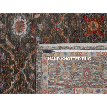 Transitional Wool & Silk Hand Knotted Rug Brown 5.0x7.0 -O091133