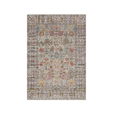 Transitional Wool & Silk Hand Knotted Rug Ivory 4.3x6.2 -O091134