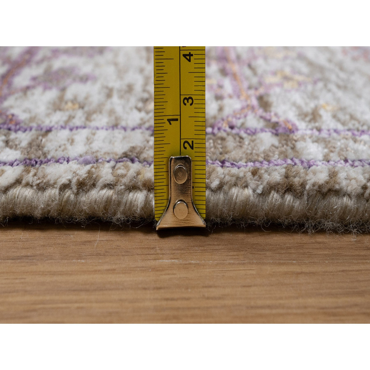 Transitional Wool & Silk Hand Knotted Rug Ivory 4.3x6.2 -O091134