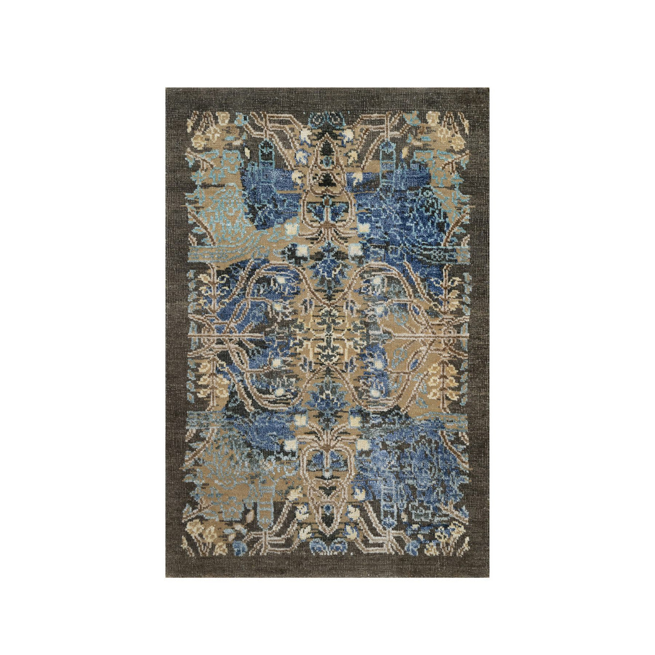Modern and Contemporary Wool & Silk Hand Knotted Rug Brown 1.11x2.11 -O091139