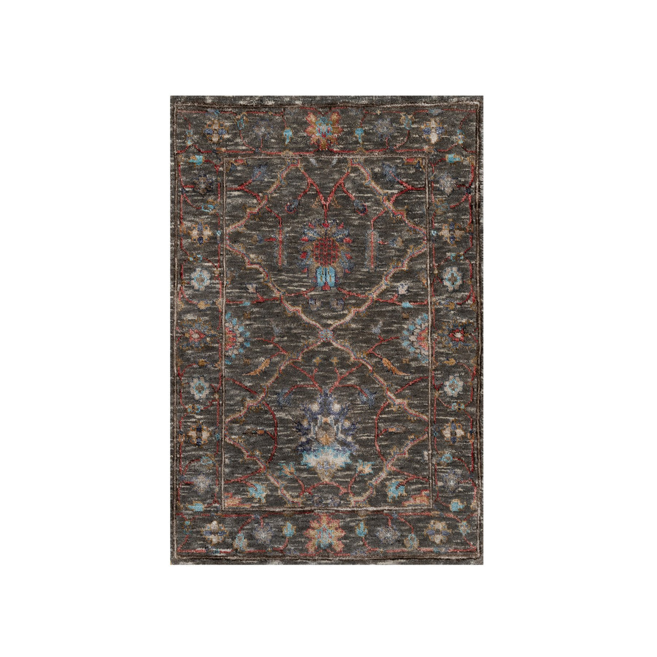 Transitional Wool & Silk Hand Knotted Rug Brown 2.0x3.0 -O091152