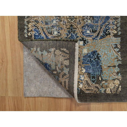 Modern and Contemporary Wool & Silk Hand Knotted Rug Brown 1.11x3.0 -O091155