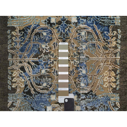 Modern and Contemporary Wool & Silk Hand Knotted Rug Brown 1.11x3.0 -O091155