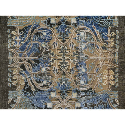 Modern and Contemporary Wool & Silk Hand Knotted Rug Brown 1.11x3.0 -O091155