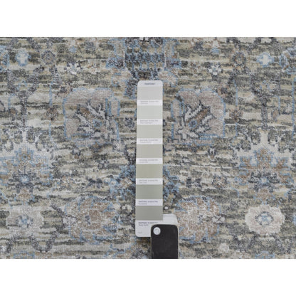 Transitional Wool & Silk Hand Knotted Rug Ivory 2.7x15.9 -O091158