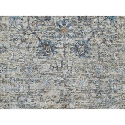 Transitional Wool & Silk Hand Knotted Rug Ivory 2.7x15.9 -O091158
