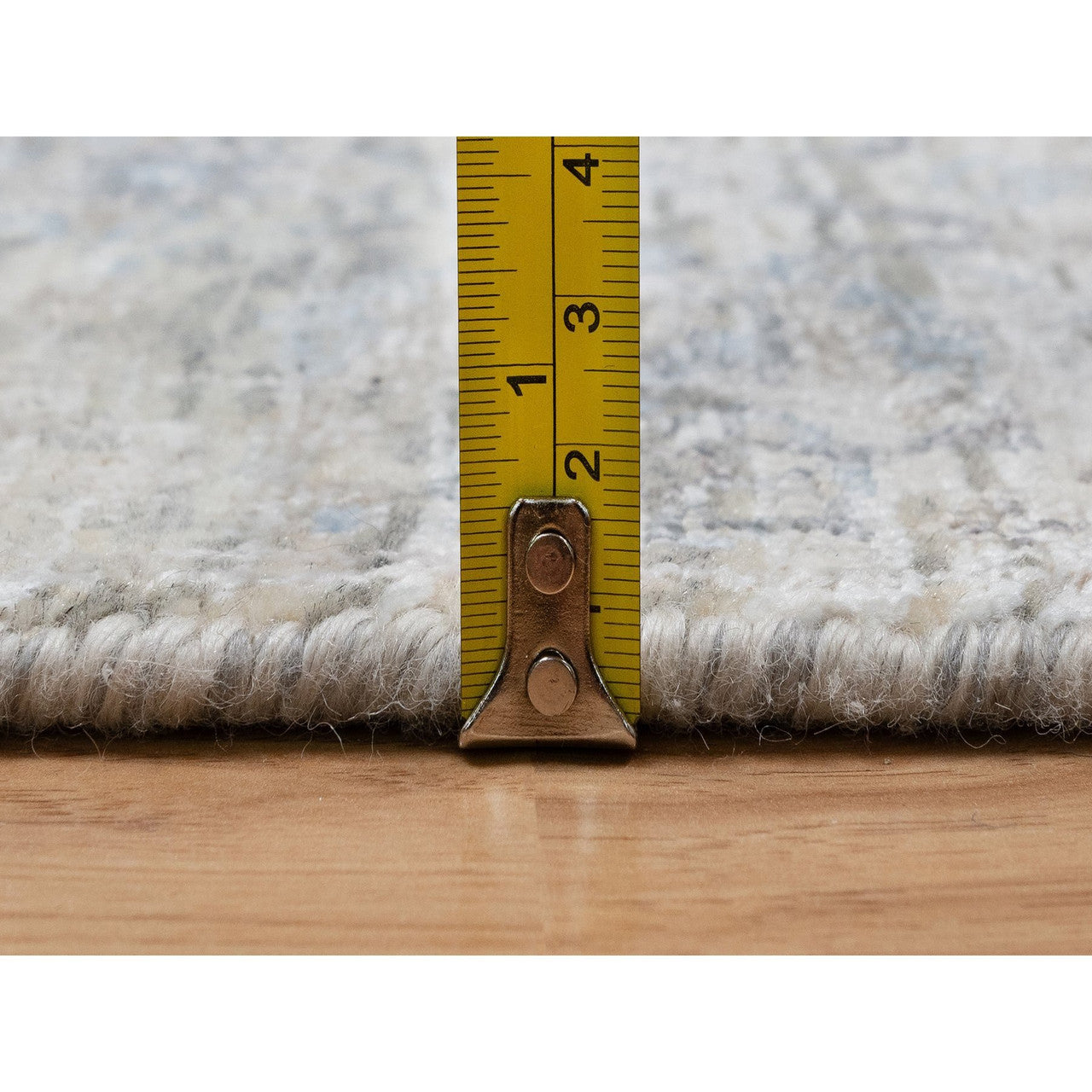 Transitional Wool & Silk Hand Knotted Rug Ivory 2.7x15.9 -O091158