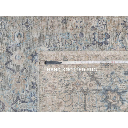 Transitional Wool & Silk Hand Knotted Rug Ivory 2.7x15.9 -O091158