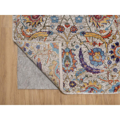 Transitional Wool & Silk Hand Knotted Rug Ivory 2.5x26.0 -O091159