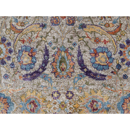 Transitional Wool & Silk Hand Knotted Rug Ivory 2.5x26.0 -O091159
