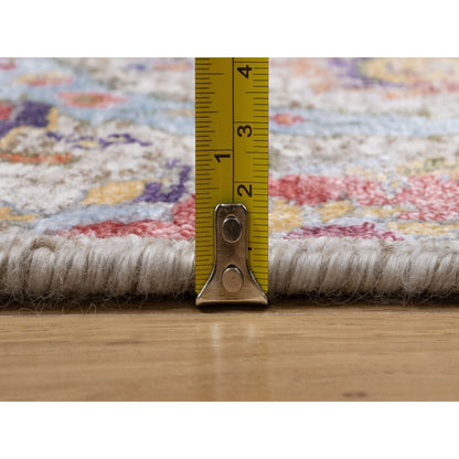 Transitional Wool & Silk Hand Knotted Rug Ivory 2.5x26.0 -O091159
