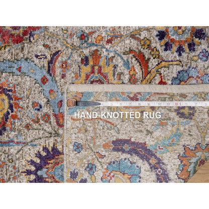 Transitional Wool & Silk Hand Knotted Rug Ivory 2.5x26.0 -O091159