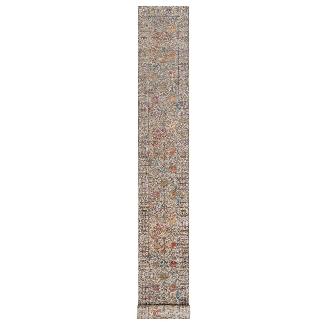 Transitional Wool & Silk Hand Knotted Rug Ivory 2.7x23.9 -O091160