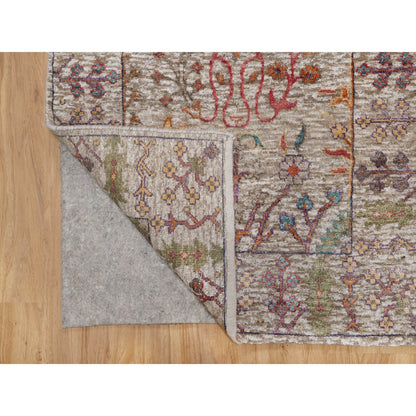 Transitional Wool & Silk Hand Knotted Rug Ivory 2.7x23.9 -O091160