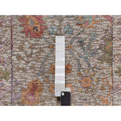 Transitional Wool & Silk Hand Knotted Rug Ivory 2.7x23.9 -O091160
