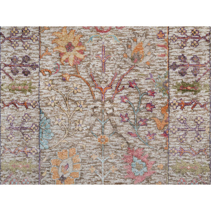 Transitional Wool & Silk Hand Knotted Rug Ivory 2.7x23.9 -O091160