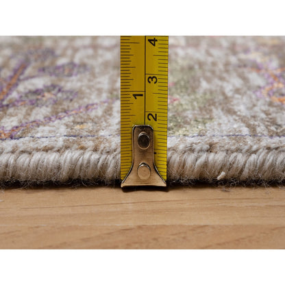 Transitional Wool & Silk Hand Knotted Rug Ivory 2.7x23.9 -O091160
