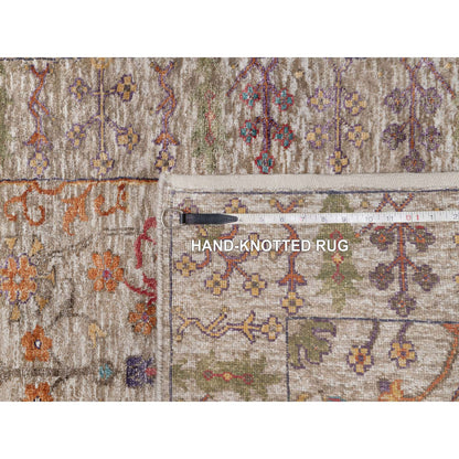 Transitional Wool & Silk Hand Knotted Rug Ivory 2.7x23.9 -O091160