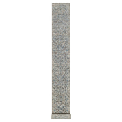 Transitional Wool & Silk Hand Knotted Rug Ivory 2.7x25.9 -O091162