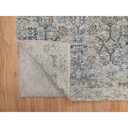 Transitional Wool & Silk Hand Knotted Rug Ivory 2.7x25.9 -O091162