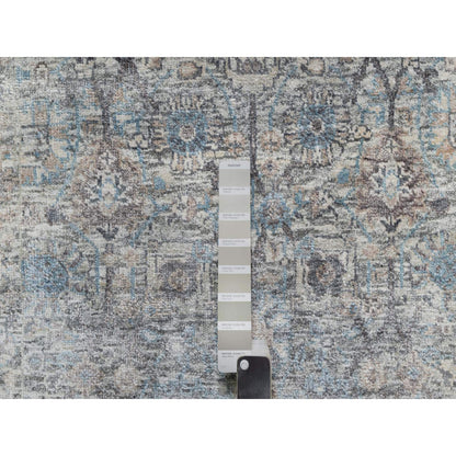 Transitional Wool & Silk Hand Knotted Rug Ivory 2.7x25.9 -O091162